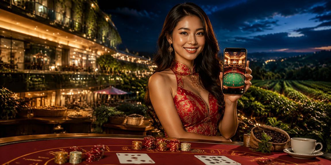 Người dùng xem ưu đãi casino trên điện thoại tại Vịnh Hạ Long buổi tối